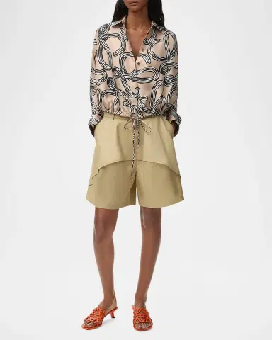 Loewe x Paula's Ibiza Abstract-Print Silk Drawstring Balloon Shirt | Thumbnail 2 Loewe x Paula's Ibiza Abstract-Print Silk Drawstring Balloon Shirt | Thumbnail 2
