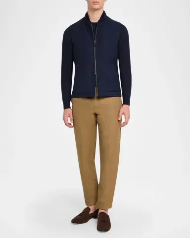 Maurizio Baldassari Men's Summer Full-Zip Vest with Knit Sides | Thumbnail 2 Maurizio Baldassari Men's Summer Full-Zip Vest with Knit Sides | Thumbnail 2