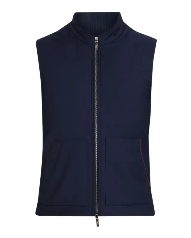Maurizio Baldassari Men 's Summer Full-Zip Vest with Knit Sides