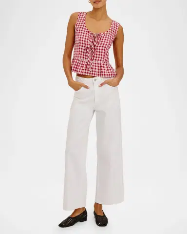RAILS Jonah Gingham Linen Tie-Front Top | Thumbnail 2