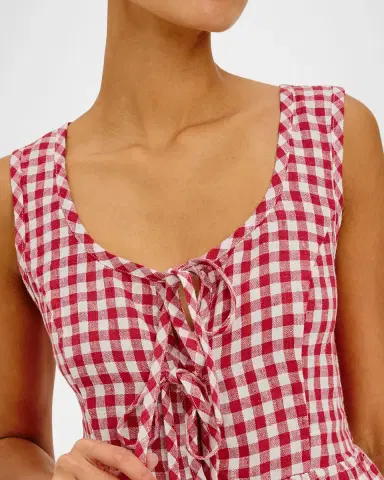 RAILS Jonah Gingham Linen Tie-Front Top | Thumbnail 5