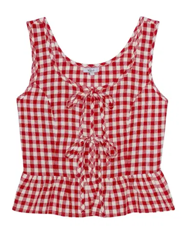 RAILS Jonah Gingham Linen Tie-Front Top | Thumbnail 1