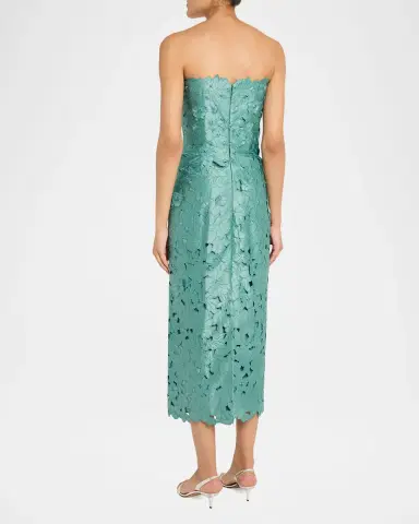 Costarellos Astelle Strapless Floral-Cut Lace Midi Pencil Dress | Thumbnail 3