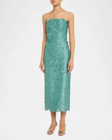 Costarellos Astelle Strapless Floral-Cut Lace Midi Pencil Dress | Thumbnail 4