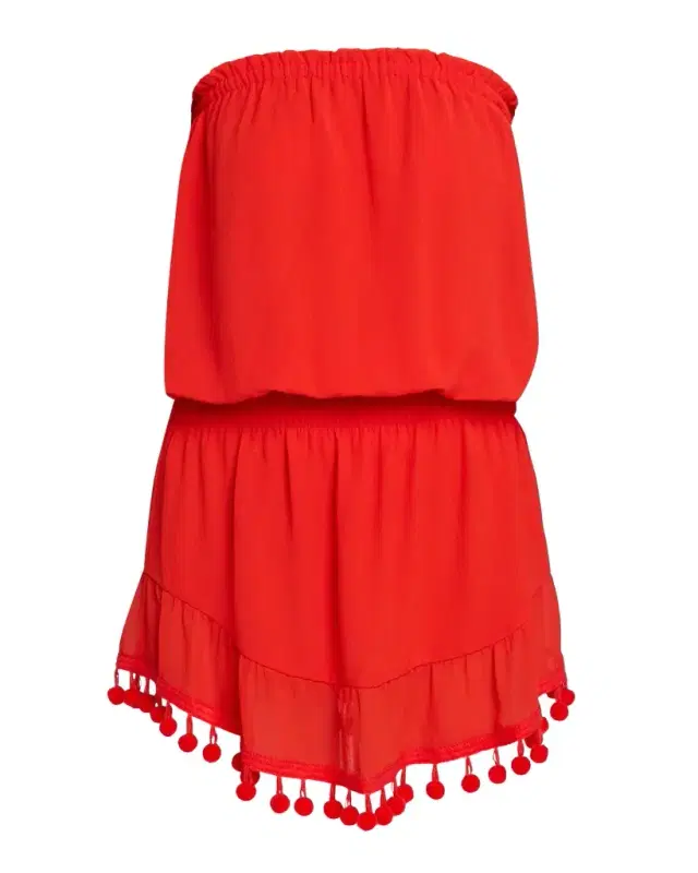 Ramy Brook Marcie Strapless Coverup Dress with Pompoms