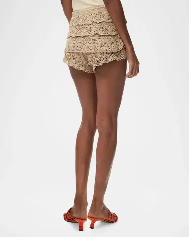 Loewe x Paula's Ibiza Tiered Ruffle Crochet Pull-On Shorts | Thumbnail 3