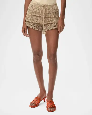 Loewe x Paula's Ibiza Tiered Ruffle Crochet Pull-On Shorts | Thumbnail 4