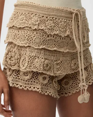 Loewe x Paula's Ibiza Tiered Ruffle Crochet Pull-On Shorts | Thumbnail 5