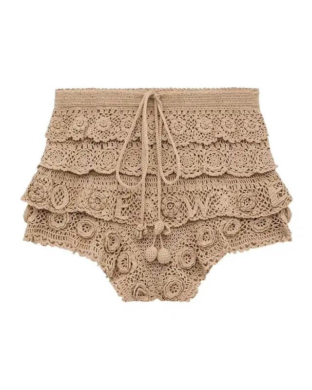 x Paula's Ibiza Tiered Ruffle Crochet Pull-On Shorts x Paula's Ibiza Tiered Ruffle Crochet Pull-On Shorts