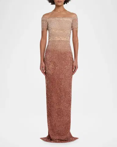 Pamella Roland Degrade Sequin Illusion Column Gown | Thumbnail 2 Pamella Roland Degrade Sequin Illusion Column Gown | Thumbnail 2