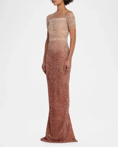 Pamella Roland Degrade Sequin Illusion Column Gown | Thumbnail 4 Pamella Roland Degrade Sequin Illusion Column Gown | Thumbnail 4