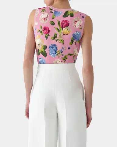 Carolina Herrera Floral-Print Knit Crewneck Tank Top | Thumbnail 3 Carolina Herrera Floral-Print Knit Crewneck Tank Top | Thumbnail 3