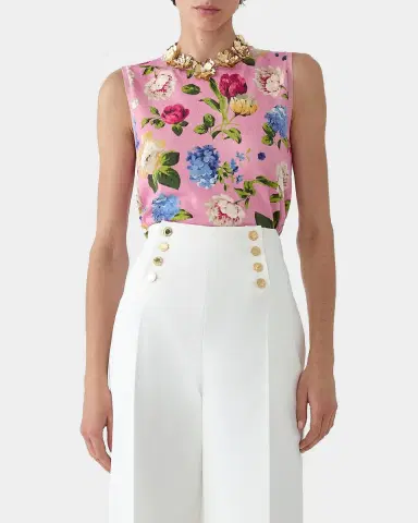Carolina Herrera Floral-Print Knit Crewneck Tank Top | Thumbnail 4 Carolina Herrera Floral-Print Knit Crewneck Tank Top | Thumbnail 4