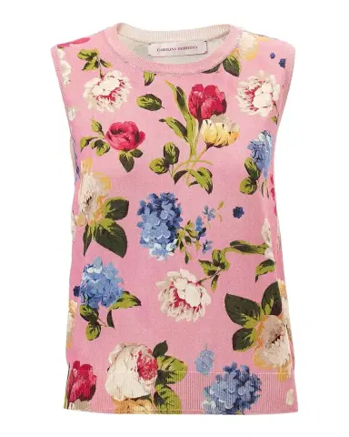 Carolina Herrera Floral-Print Knit Crewneck Tank Top | Thumbnail 1 Carolina Herrera Floral-Print Knit Crewneck Tank Top | Thumbnail 1