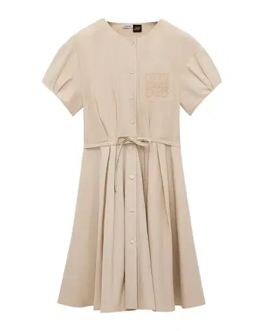 Loewe x Paula's Ibiza Anagram Puff-Sleeve Pleated Mini Shirtdress | Thumbnail 1 Loewe x Paula's Ibiza Anagram Puff-Sleeve Pleated Mini Shirtdress | Thumbnail 1