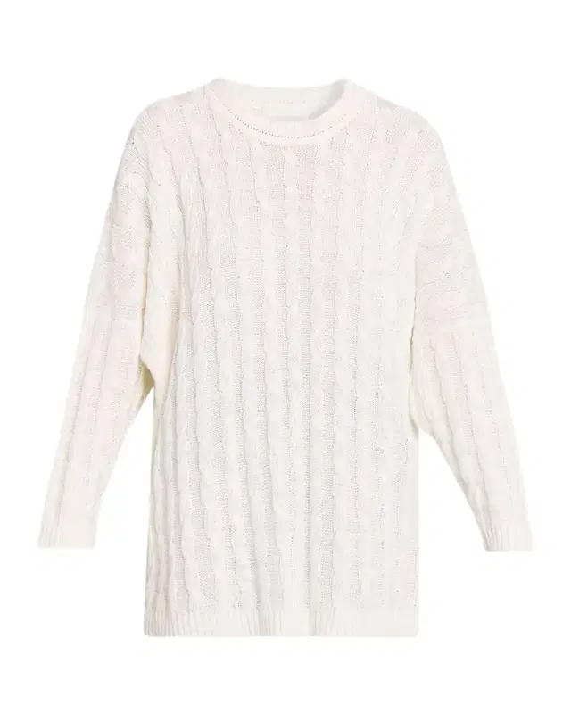 Linen-Cotton Round Neck Sweater - Long Length