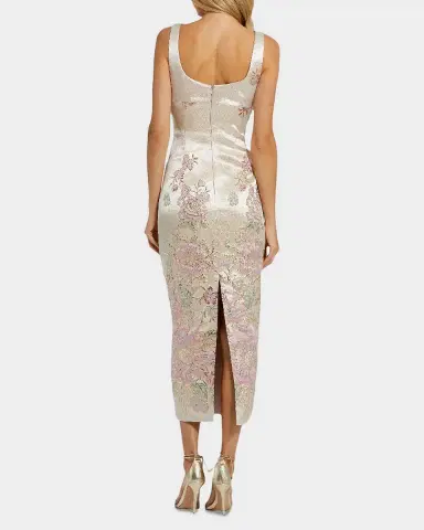 Mac Duggal Satin Bustier Brocade Midi Dress | Thumbnail 2