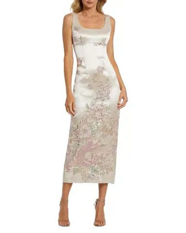 Mac Duggal Satin Bustier Brocade Midi Dress | Thumbnail 1