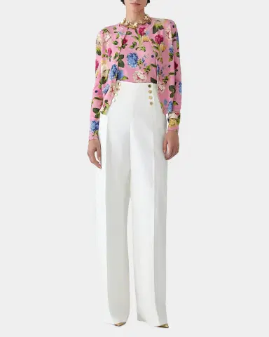 Carolina Herrera Floral Silk-Cotton Crewneck Cardigan | Thumbnail 2 Carolina Herrera Floral Silk-Cotton Crewneck Cardigan | Thumbnail 2