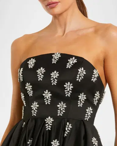 Mac Duggal Embellished Satin Strapless Tea-Length Dress | Thumbnail 4 Mac Duggal Embellished Satin Strapless Tea-Length Dress | Thumbnail 4