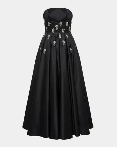 Mac Duggal Embellished Satin Strapless Tea-Length Dress | Thumbnail 5 Mac Duggal Embellished Satin Strapless Tea-Length Dress | Thumbnail 5