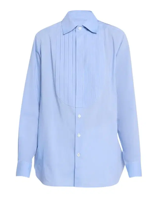 Sebline Bunny Pleated Bib Button-Down Shirt
