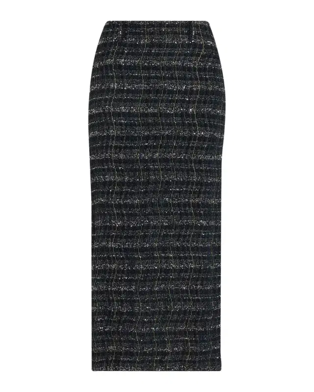 Missoni Paillette Wavy Check Tweed Midi Skirt