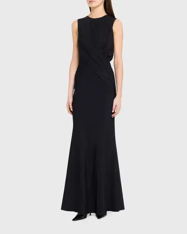 Chiara Boni La Petite Robe Frozy Sleeveless Draped Column Gown | Thumbnail 4
