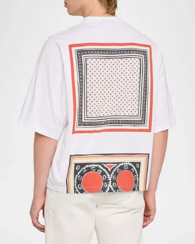 MORDECAI Men's Cotton Jersey Foulard-Print Crewneck T-Shirt | Thumbnail 3