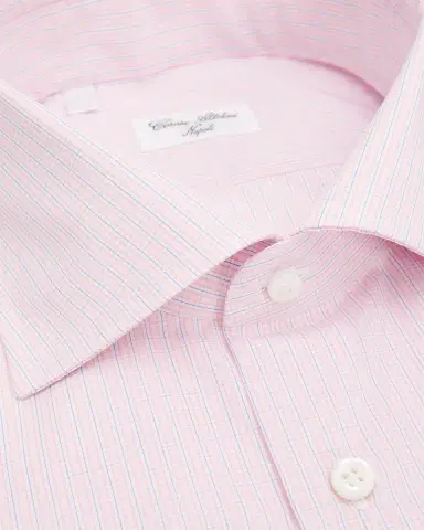 Cesare Attolini Men's Micro-Plaid Cotton Dress Shirt | Thumbnail 2