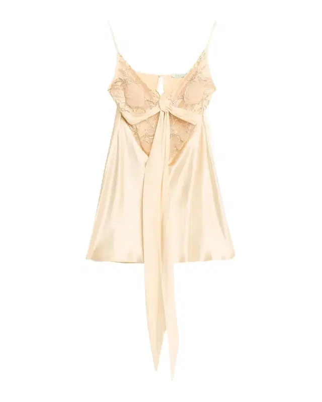 Wiederhoeft Blumen Embroidered Satin Mini Slip Dress