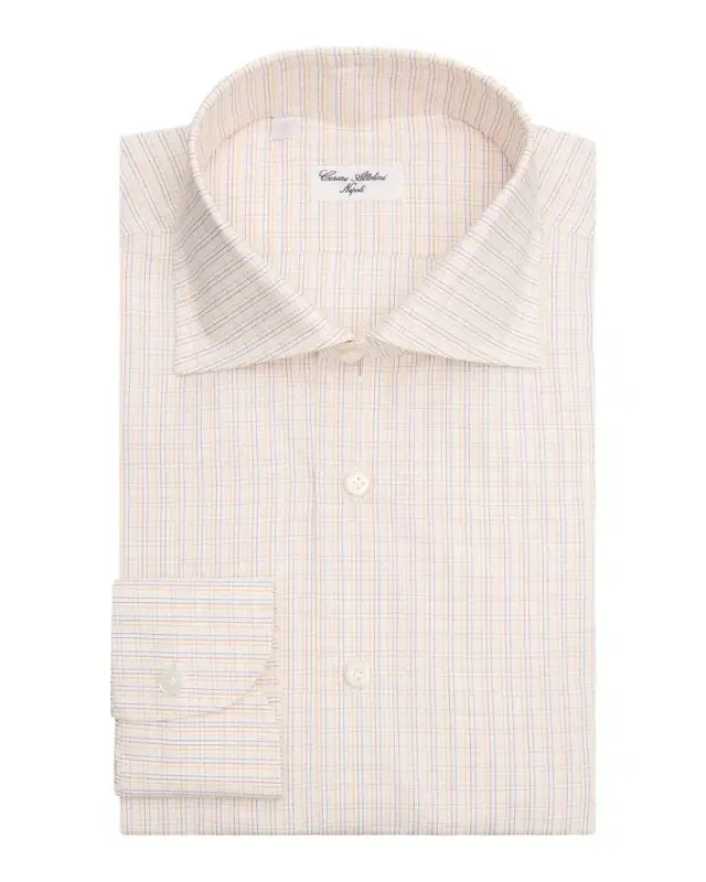 Men's Grid-Check Cotton Dress Shirt