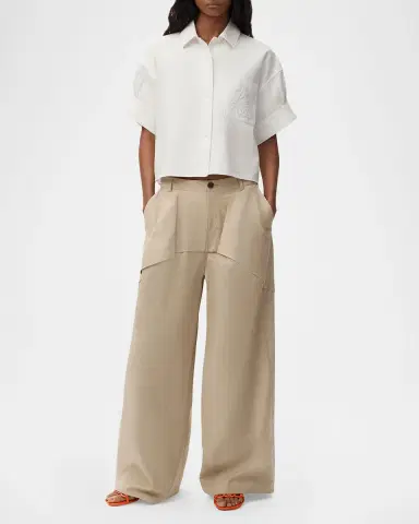 Loewe x Paula's Ibiza Short-Sleeve Denim Boxy Shirt | Thumbnail 2 Loewe x Paula's Ibiza Short-Sleeve Denim Boxy Shirt | Thumbnail 2