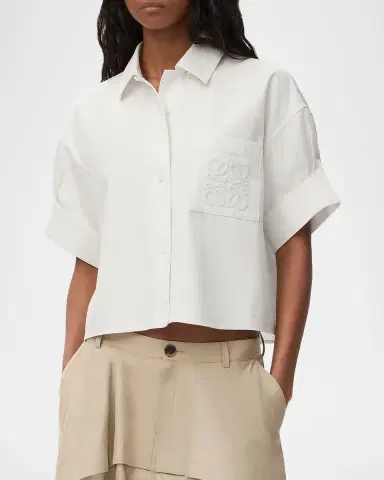 Loewe x Paula's Ibiza Short-Sleeve Denim Boxy Shirt | Thumbnail 4 Loewe x Paula's Ibiza Short-Sleeve Denim Boxy Shirt | Thumbnail 4