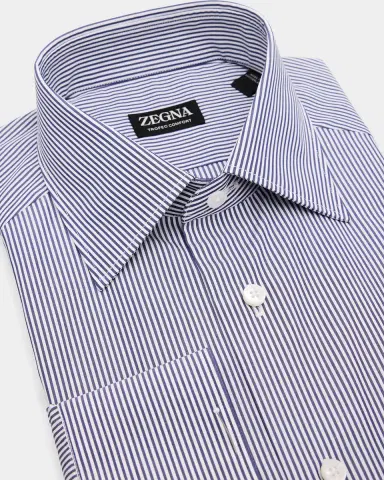 Zegna Men's Trofeo Comfort Cotton Pinstripe Dress Shirt | Thumbnail 2 Zegna Men's Trofeo Comfort Cotton Pinstripe Dress Shirt | Thumbnail 2