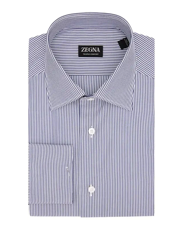 ZEGNA Men 's Trofeo Comfort Cotton Pinstripe Dress Shirt