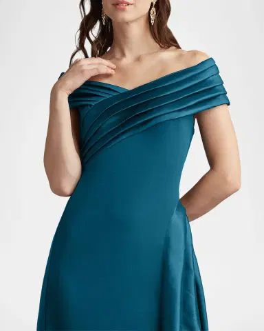 Tadashi Shoji Off-Shoulder Draped Crepe Gown | Thumbnail 4 Tadashi Shoji Off-Shoulder Draped Crepe Gown | Thumbnail 4