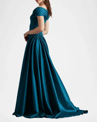 Tadashi Shoji Off-Shoulder Draped Crepe Gown | Thumbnail 5 Tadashi Shoji Off-Shoulder Draped Crepe Gown | Thumbnail 5