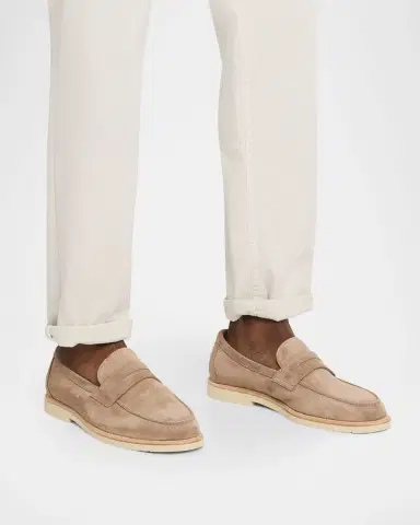 Brunello Cucinelli Men's Reversed Calfskin Penny Loafers | Thumbnail 2 Brunello Cucinelli Men's Reversed Calfskin Penny Loafers | Thumbnail 2