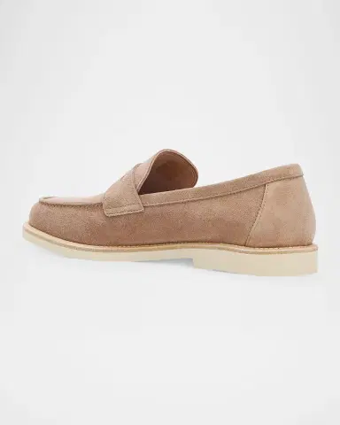Brunello Cucinelli Men's Reversed Calfskin Penny Loafers | Thumbnail 4 Brunello Cucinelli Men's Reversed Calfskin Penny Loafers | Thumbnail 4