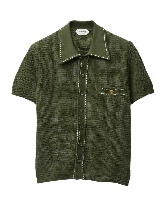 Versace Cotton Knit Button-Down Sweater