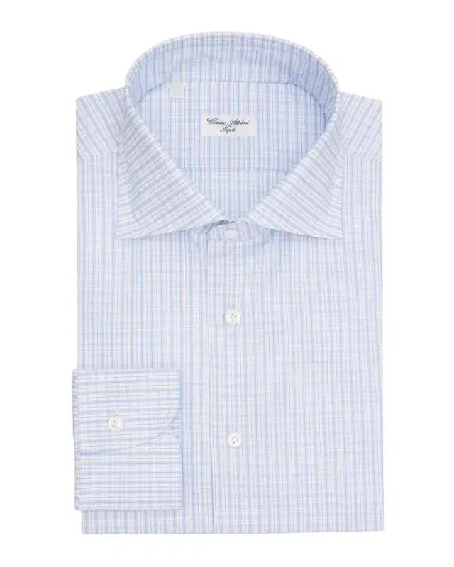 Cesare Attolini Men's Grid-Check Cotton Dress Shirt