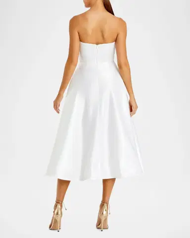 Mac Duggal Strapless Floral-Print Satin Midi Dress | Thumbnail 3 Mac Duggal Strapless Floral-Print Satin Midi Dress | Thumbnail 3