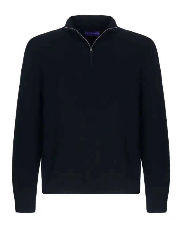 Piqué-Knit Wool Quarter-Zip Sweater