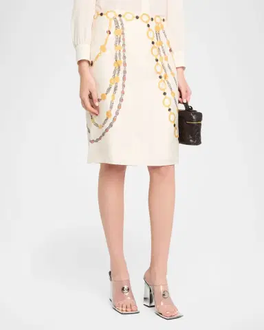 Versace Printed Silk Twill Pencil Skirt | Thumbnail 4 Versace Printed Silk Twill Pencil Skirt | Thumbnail 4