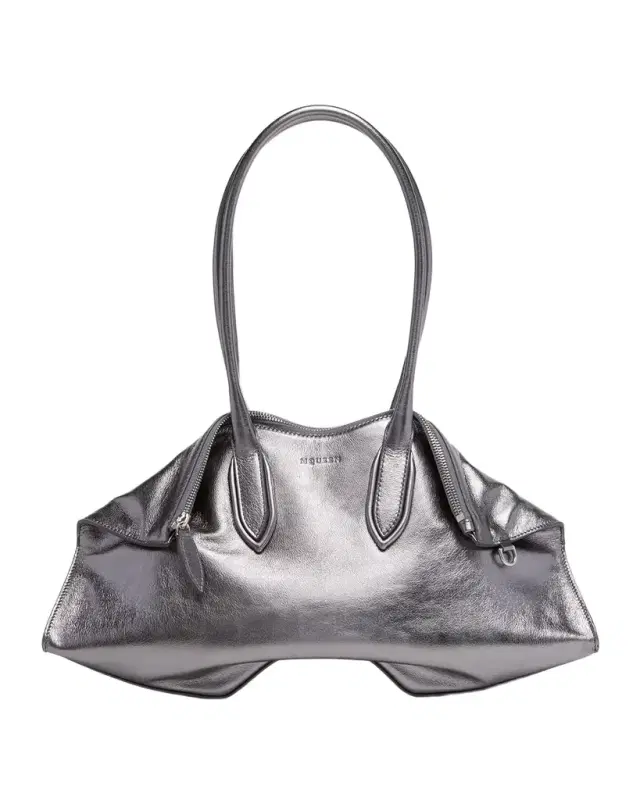 McQueen Manta Shoulder Bag in Metallic Leather