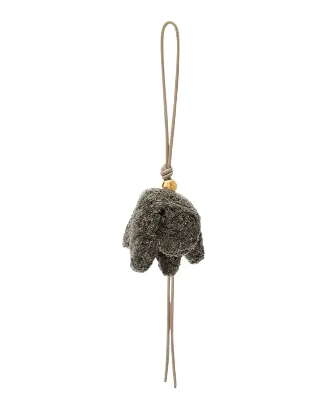 Loewe Elephant Bag Charm in Raffia and Leather