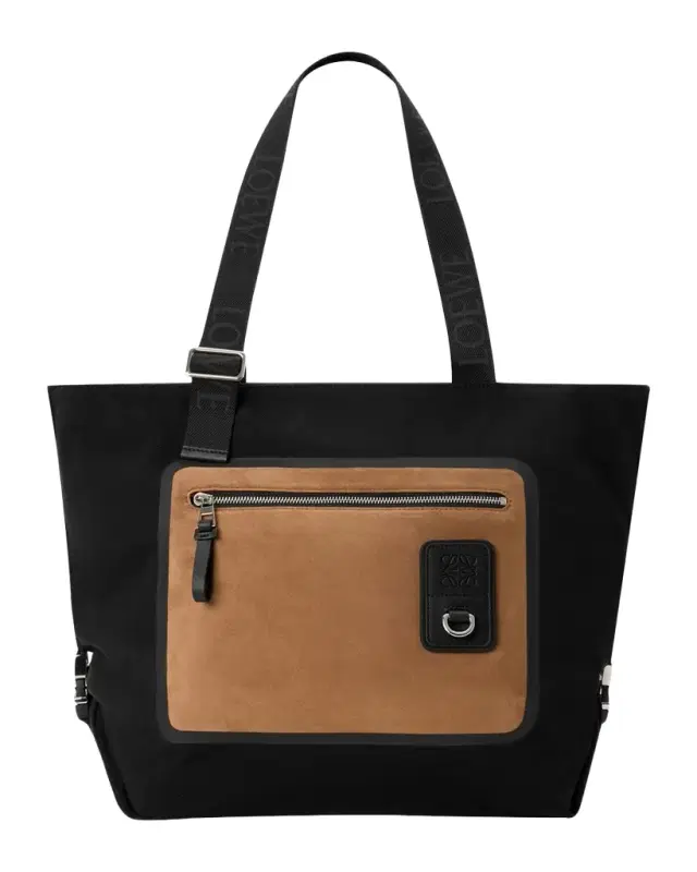 Loewe Men 's Flex Zipped Tote Bag in Canvas & Suede