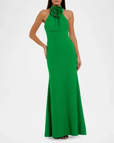 Mac Duggal Rosette Halter-Neck Trumpet Gown | Thumbnail 2