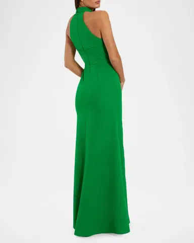 Mac Duggal Rosette Halter-Neck Trumpet Gown | Thumbnail 3